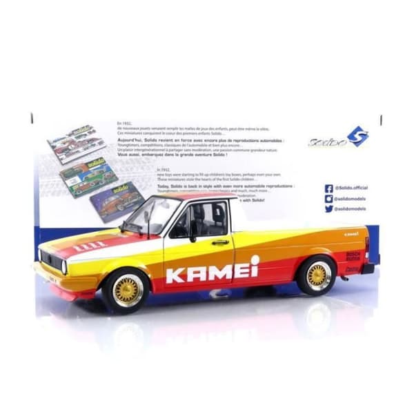 Samlarbil i miniatyr - SOLIDO - VOLKSWAGEN Caddy MKI - Kamei Tribute - 1/18 - Orange/Röd/Gul