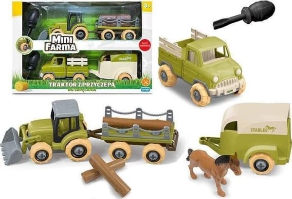 Minitraktor med vändbar släpvagn