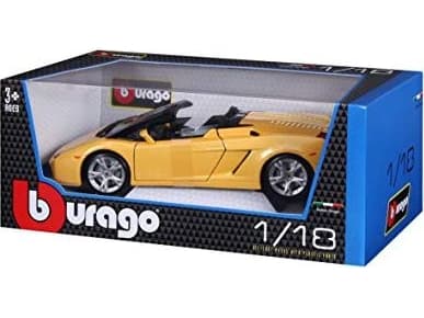 BBURAGO Lamborghini Gallardo Spyder, Urheiluauton pienoismalli, Esikoottu, 1:18, Lamborghini Gallardo, Keltainen, Land vehicle model