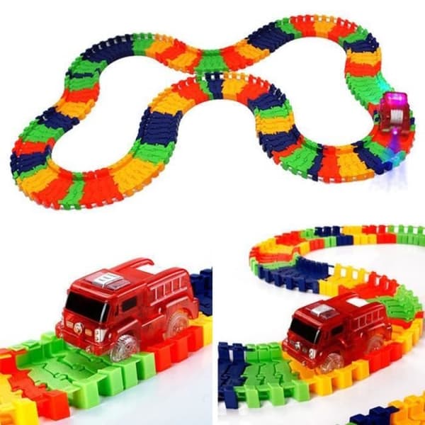 Magic Tracks Bend Flex Glow in the Dark Monteringsleksak 220st Race Track + 1st LED-bil
