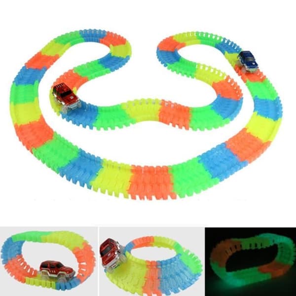 Magic Tracks Bend Flex Glow in the Dark Monteringsleksak 220st Race Track + 1st LED-bil