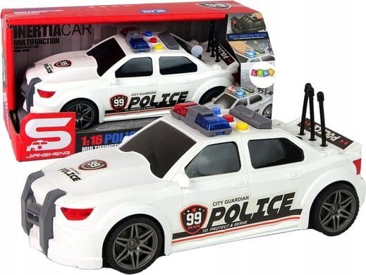 LeanToys Sports Car Police 1:16 White Sound