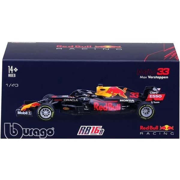 Bil 1/43 Bburago Red Bull RB16B Signaturhjälm Verstappen F1 Official Formula 1