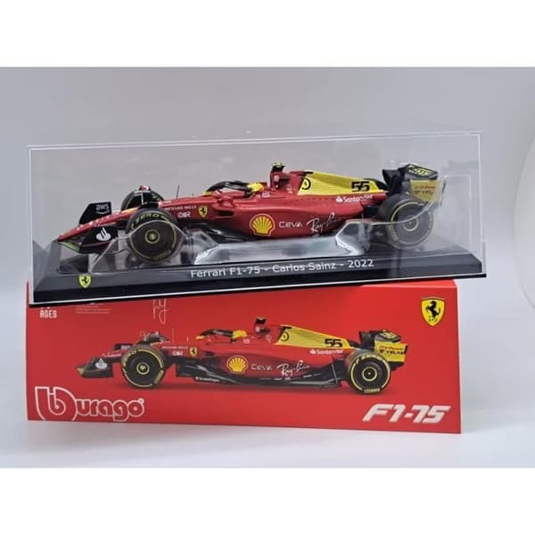 Samlarbil i miniatyr - BBURAGO - FERRARI F1-75 - 1/24 - Monza GP 2022 - Röd/Gul