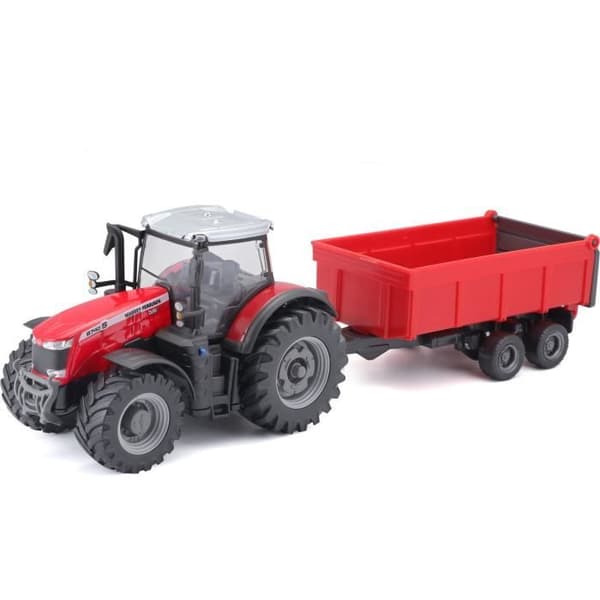 BBURAGO Massey Fergusson traktor + friktionssläp 1/43 FARM COLLECTION