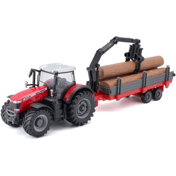 BBURAGO Massey Fergusson traktor + friktionssläp 1/43 FARM COLLECTION