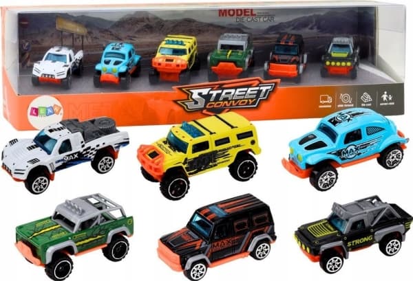 LeanToys Metal Off-Road Cars 1:64 6 stk