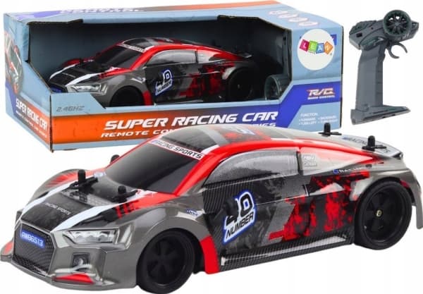 LeanToys RC Fjernkontroll Bil 1:18 Rubber Drift Wheels Rød