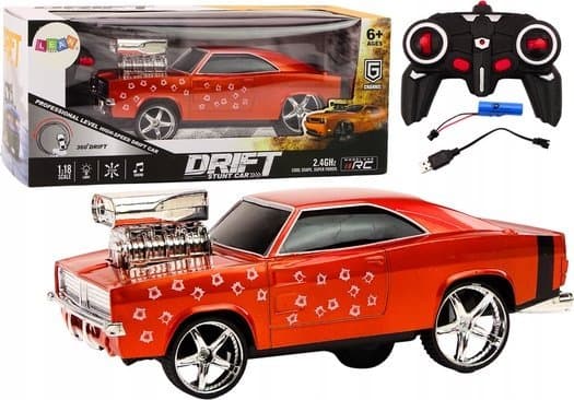 LeanToys Fjärrstyrd Bil 1:18 Drift 360 Ljus Ljud Röd