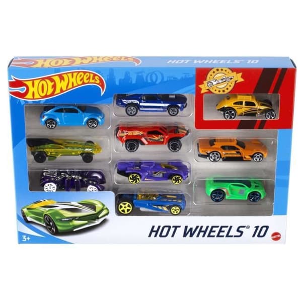 Hot Wheels - Set med 10 fordon - Set för små bilar - 3 år och äldre 54886