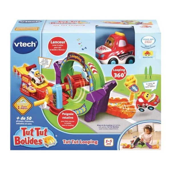 Miniatyrkrets - VTECH - Tut Tut Bolides - Tut Tut Looping + King - Gul - 12 månader och uppåt