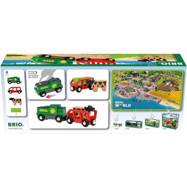 Batteri Farm Train - BRIO - Träkrets - Vagn och magnetlast ingår