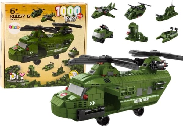 Lean Toys Konstruktorius Military Helicopter Block Set Military Žalias, 1000 d.