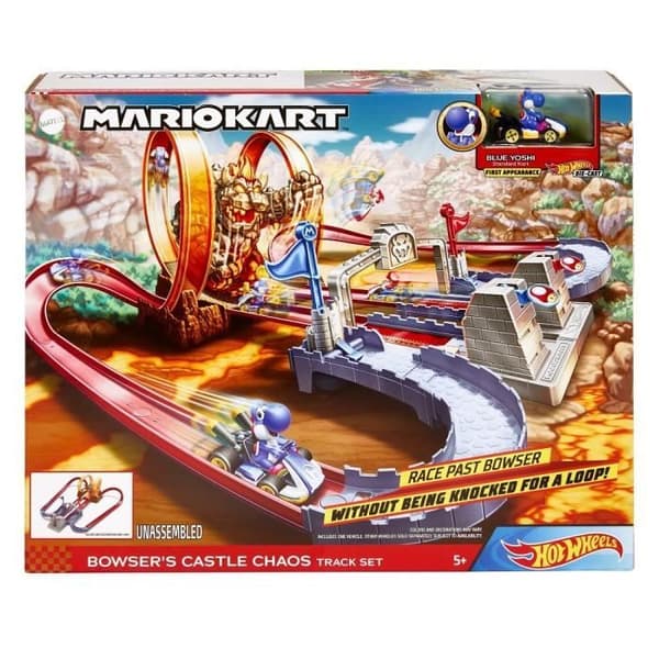 Hot Wheels - Mario Kart Chaotic Race Box Set på Bowser's Castle - Small Car Circuit - 5 år och uppåt GNM22