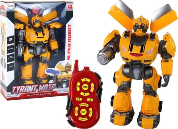 LeanToys Stor fjärrstyrd robot R/C Gul Ljud Ljus
