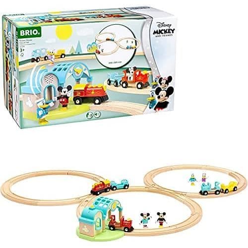 Tågbana i trä - BRIO - 32292 - Musse Pigg Deluxe-Disney - Flerfärgad - Beige - 33 delar