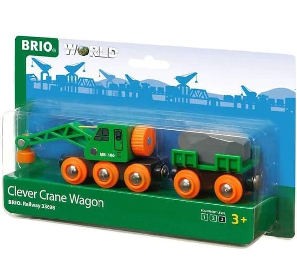 BRIO - Genial kranvagn - Magnetisk tillbehör för tågbana i trä - Blandat från 3 år