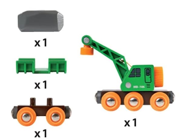 BRIO - Genial kranvagn - Magnetisk tillbehör för tågbana i trä - Blandat från 3 år