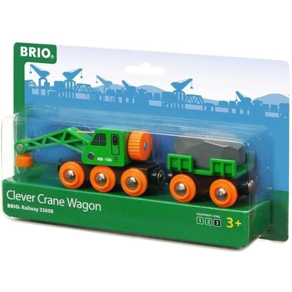 BRIO - Genial kranvagn - Magnetisk tillbehör för tågbana i trä - Blandat från 3 år