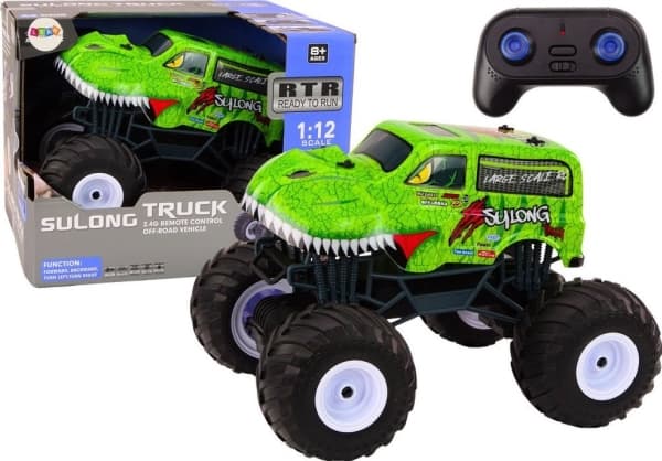 LeanToys Kauko-ohjattava 2.4G RC 1:12 Dinosaurus vihreä maastoauto
