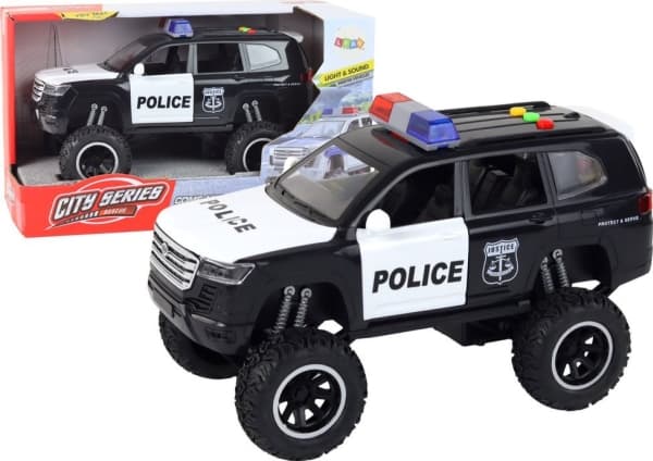 LeanToys Off-Road Vehicle Raptor Police Svart åpningsdør Lydlys