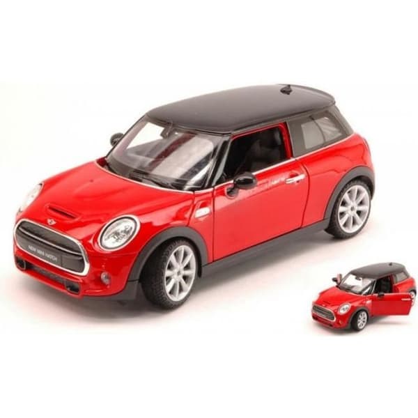 WELLY WE4058R NY MINI COOPER HATCH 2014 RÖD W-SVART TAK 1:24 DIE CAST MODELL - MINIATYRFORDON
