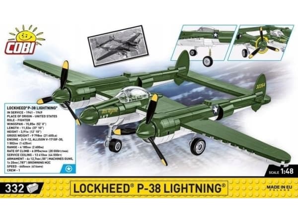 COBI Lockheed P-38 Lightning, Byggeklosser, 7 år, 332 stykker