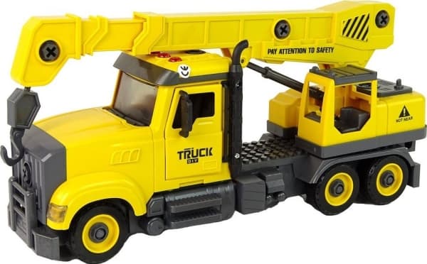 LeanToys kranbil for utskruing og guling