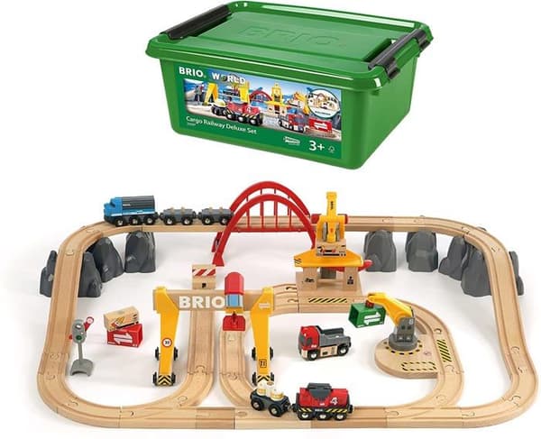 BRIO tågbana i trä - Kranar och laster - Komplett set 54 delar - Ravensburger - Från 3 år
