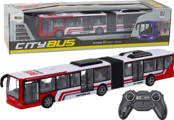 LeanToys fjernstyrt RC City Bus Rød og Hvit