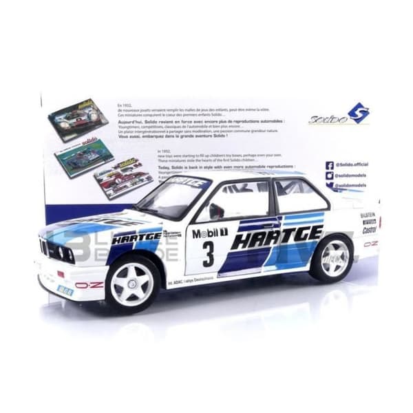 Samlarbil i miniatyr - SOLIDO - BMW M3 E30 - Adac Rally 1990 - Vit / Blå - 1/18