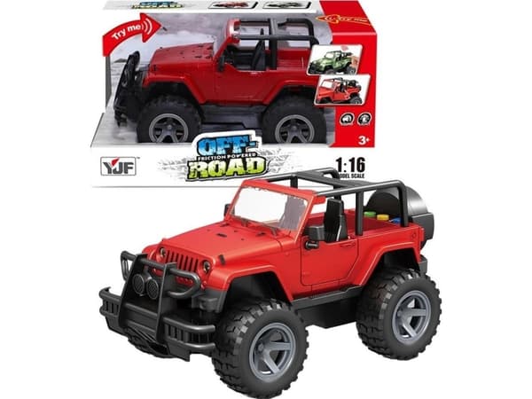 Röd jeep med batterier