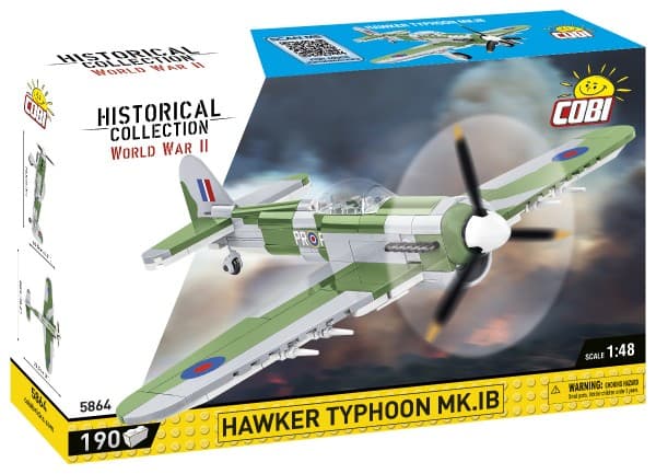 Cobi COBI 5864 Historisk samling Andra världskriget Brittiskt jakt- och bombplan Hawker Typhoon Mk.1B 190 tegelstenar