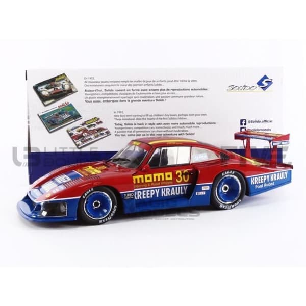 Samlarbil i miniatyr - SOLIDO 1/18 - PORSCHE 935 Mobydick - Mid Ohio 1983 - Röd / Blå - 1805404