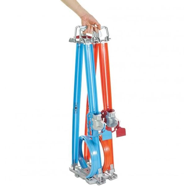 Hot Wheels Track Action Launch Double Loopings 213 cm orange/blå - Leksak för barn från 4 år och uppåt