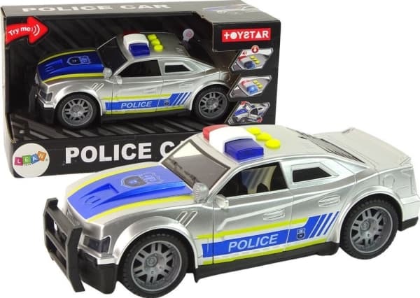 LeanToys Car Police 1:14-lys høres sølv ut