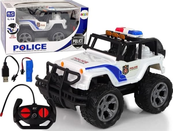 LeanToys Auto R/C Police Police Jeep 1:14 Fjernstyrte lyseffekter