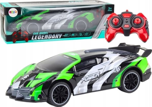 LeanToys RC urheiluauto 1:10 25km/h valot vihreä