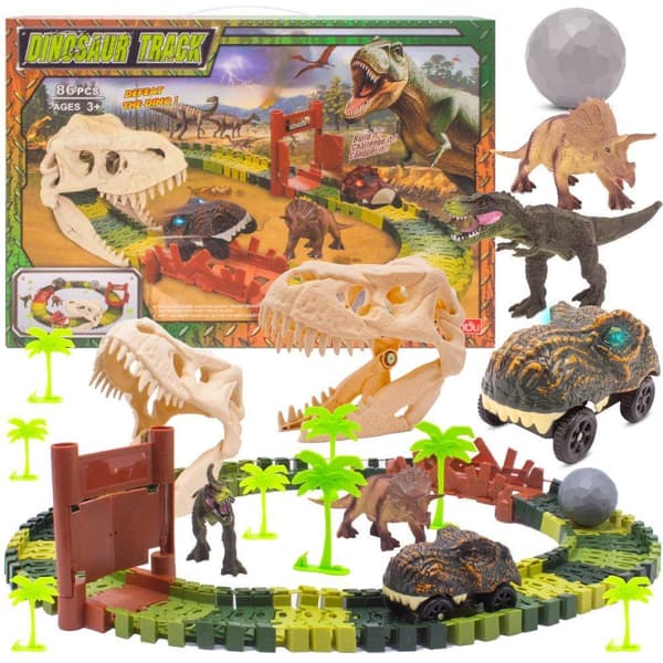 Racerbana för barn, Dinosaurie, 86 delar, Dinosaurier, Bil, Sun Baby