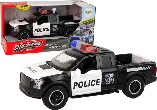 LeanToys Polis Terrängfordon Svart Öppningsbara dörrar Ljud Belysning