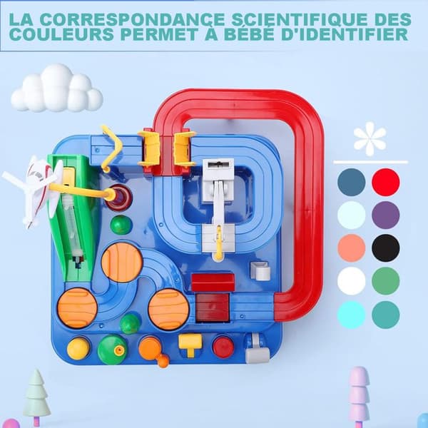 Barnbilskrets - Montessori pedagogiska spel - Bilbana med helikopter - Leksak för barn Pojkar 3-10 år present