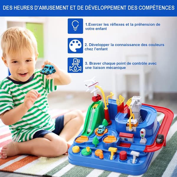 Barnbilskrets - Montessori pedagogiska spel - Bilbana med helikopter - Leksak för barn Pojkar 3-10 år present
