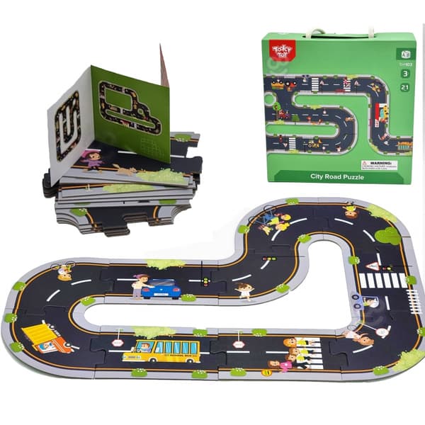 TOOKY TOY Road Puzzle til børn Highway Model 21 stk. FSC-certifikat