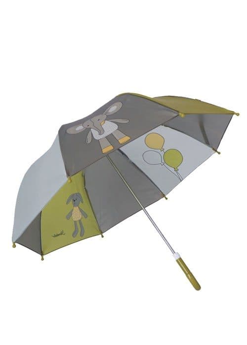 Sterntaler - 9692261 - Unisex paraply för baby - Elefant- och kaninmönster - Mini paraply - Mörkgrön