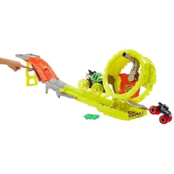 Spår - HOT WHEELS - Monster Trucks Race &amp; Chase Challenge - 2 Bilar - För Barn - Inomhus