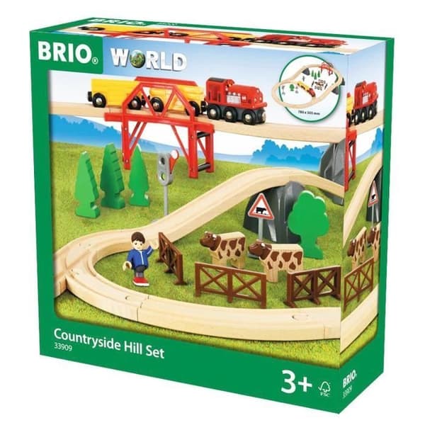 Tågsats - Brio - 33909 - Kurvat bro - Inkluderade figurer - Transportabla kossor