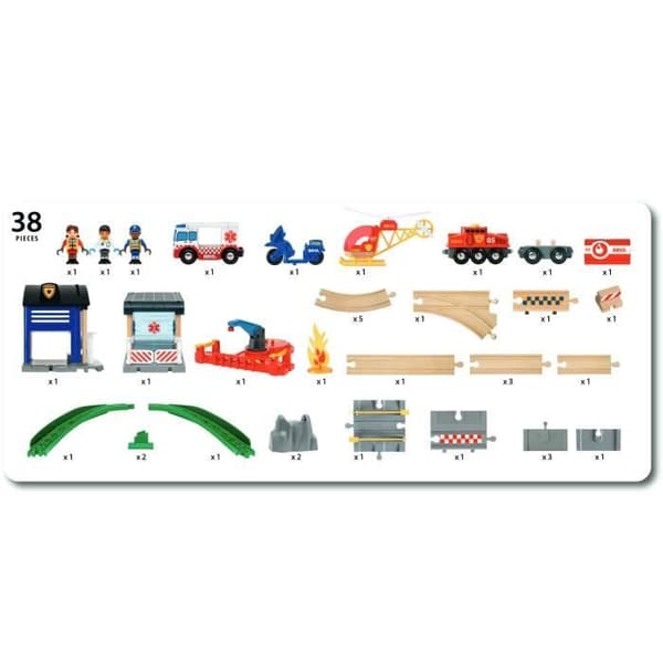 Emergency Intervention Circuit - BRIO - 36025 - Blandad träleksak med poliser, brandmän och ambulanspersonal