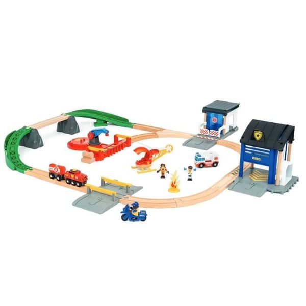 Emergency Intervention Circuit - BRIO - 36025 - Blandad träleksak med poliser, brandmän och ambulanspersonal