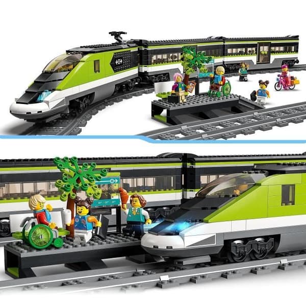 LEGO City Express passagerartåg - Fjärrkontroll tågleksak - Fungerande strålkastare - Barn 7 år
