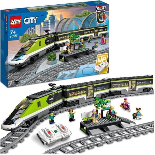 LEGO City Express passagerartåg - Fjärrkontroll tågleksak - Fungerande strålkastare - Barn 7 år